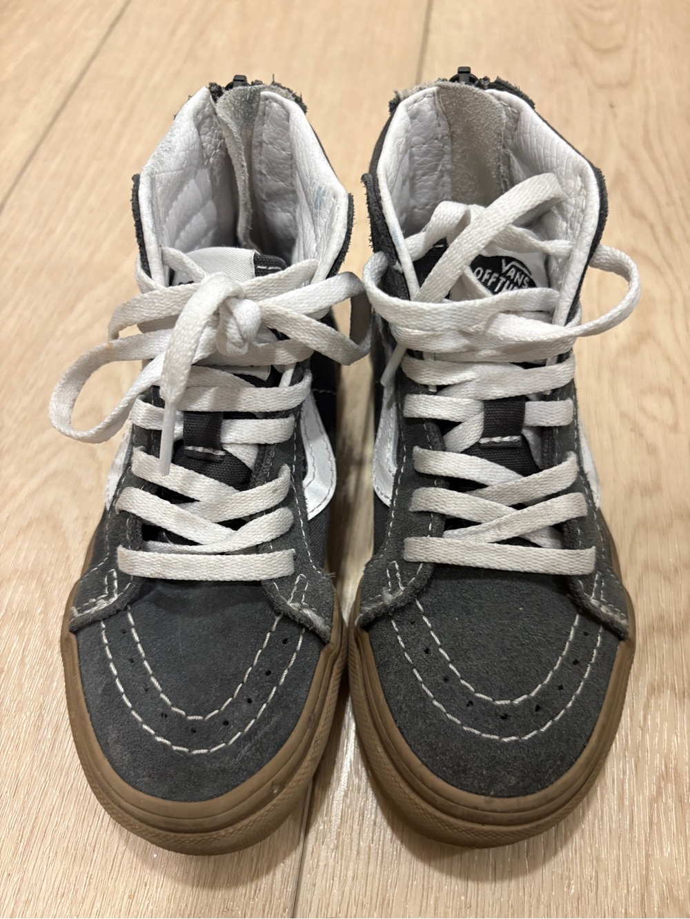 Vans Kids High-Top Sneakers in Gray, White and Gum